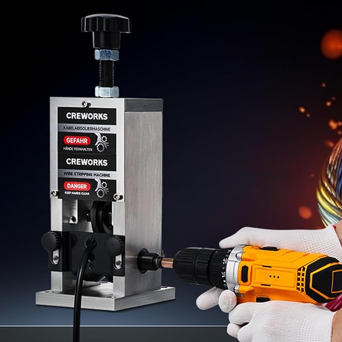 CREWORKS Manual Wire Stripper Machine, 0.06"-1" Wire Stripping Machine, Wire Stripping Tool for 1.5-25 mm Scrap Wire, Cable Stripper for Power Drill, Copper Wire Stripper for Leftover Cable