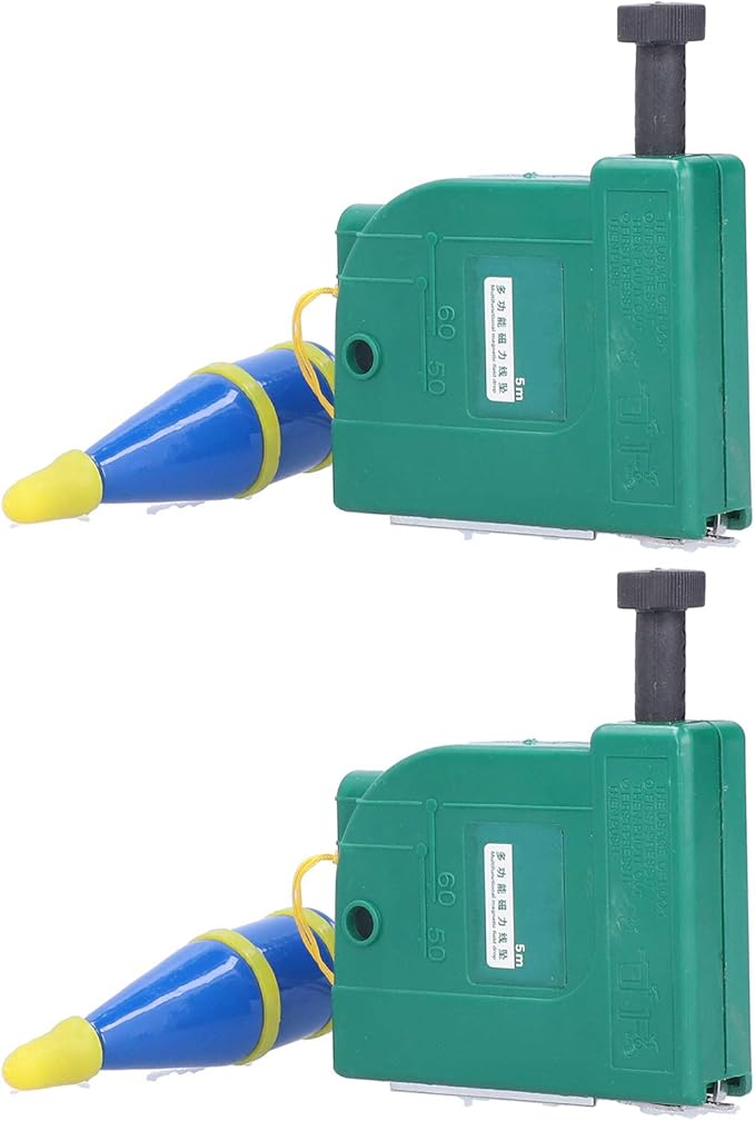 2Pcs 5m Magnetic Plumb Bobs, Alloy Steel Wire Hammer, Green Line Drop Measuring Tools for Construction Industry House Decoration
