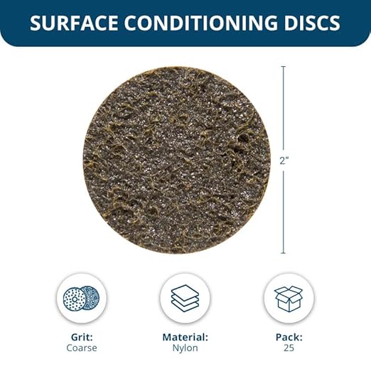 Benchmark Abrasives 2 Inch Sanding Discs Quick Change Nylon Surface Conditioning Discs, Drill & Die Grinder Sanding Disc Rust Remover for Metal Paint Stripper & Removal, Polishing - (25 Pack)(Coarse)