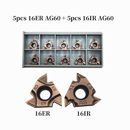 Lather Threading Tool Bit Set External Internal Threading Boring Bars Turning Tool Holders with 11IR AG60 16ER 16IR AG60 Carbide Threading Inserts (2pcs Boring Bars + 16ER IR AG60)