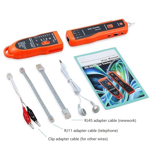 Wire Tester RJ45 RJ11 Cable Tracker Line Finder Multifunction Wire Tracker Ethernet LAN Network Cat5 Cat6 with Earphone for Cable Collation, Network Maintenance Collation, Telephone Line Test