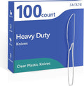 SACATR 100 Count Heavy Duty Plastic Knives Disposable, BPA-Free Clear Plastic Knives，Suitable for Party, Events and Everyday Use