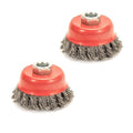 2 Pack Knotted Wire Cup Brush for Angle Grinders with 5/8 Inch | 11 UNC Threaded Arbor- 0.02 Inch Carbon Steel Wire for Rust,Corrosion,Paint Removal and Other Heavy-Duty Conditioning for Metals