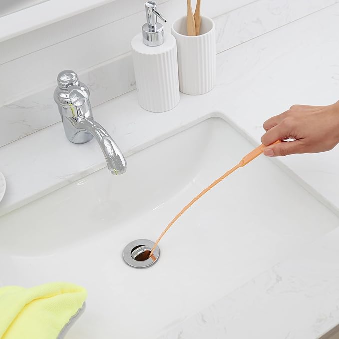 Amazon Basics Drain Clog Remover Tool, Includes 5 Plastic and 1 Stainless Drain Snakes, Effectively Clean Hair and Other Clog for Toilet, Kitchen Sink, Bathroom Tub, 6 Pack