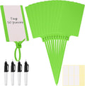 Pajean Waterproof Plastic Tags with Marker Pens and Sticker Labels, Self Locking Bag Writable Tags with Wire Cable Ties for Luggage(Green,50 Pieces)