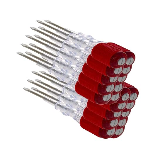 Fielect 20pcs Voltage Tester Voltage Detector Pen Circuit Tester Tool Steel Batch Slotted Test Pencil JRDB-859 AC/DC 100-500V Clear