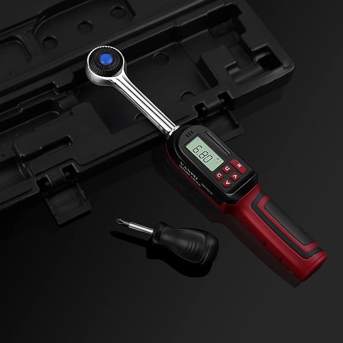3/8 Inch Drive Digital Torque Wrench(5-99.5 ft-lbs./6.8-135Nm), ±2% CW Torque Accuracy, Electronic Torque Wrench Set with Buzzer and LED Flash Notification for Bike Moto