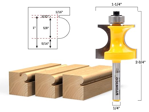 YONICO Bullnose Beading Router Bits 5/8-Inch Bead 1/4-Inch Shank 13194q