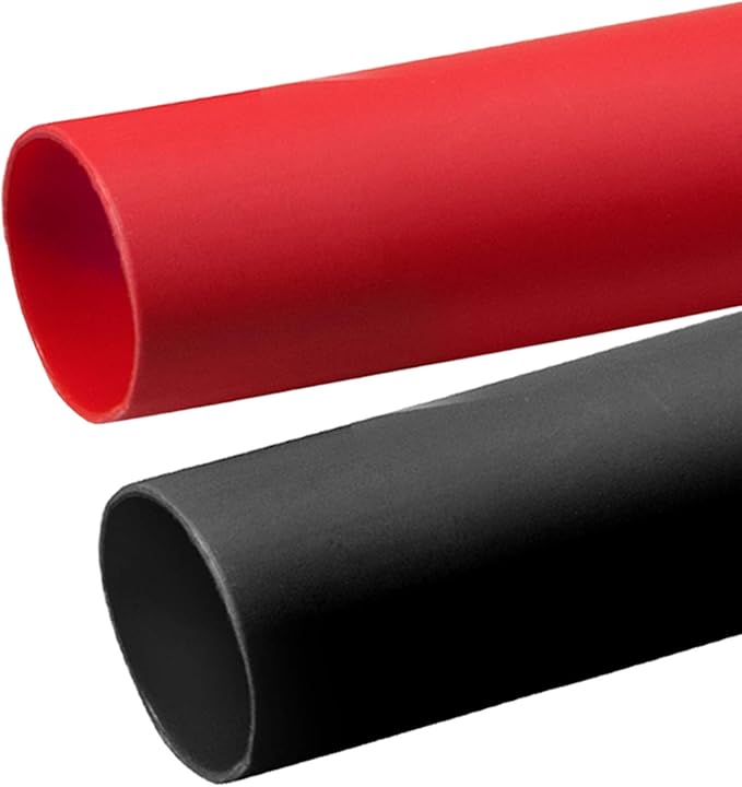 2 Pcs 1 inch (Diameter) Heat Shrink Tubing, 3:1 Adhesive-Lined Large Heat Wire Shrinkable Tube by MILAPEAK (4 Feet, Black & Red)