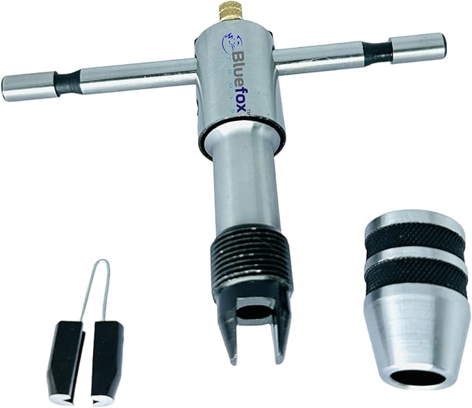Reversible Ratchet T-Handle Tap Wrench - (1/16'' to 5/32''(1.5 to 4.0 mm)) | Adjustable Tool, Steel Thread Holder | Ratcheting T-shaped Tap Holder Wrench