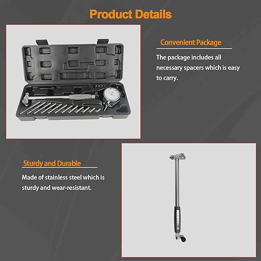 Dial Indicator Bore Gage 2" - 6" Range(0.001"), Dial Indicator Bore Gage Gauge Carbide Anvils for Precision Measurement