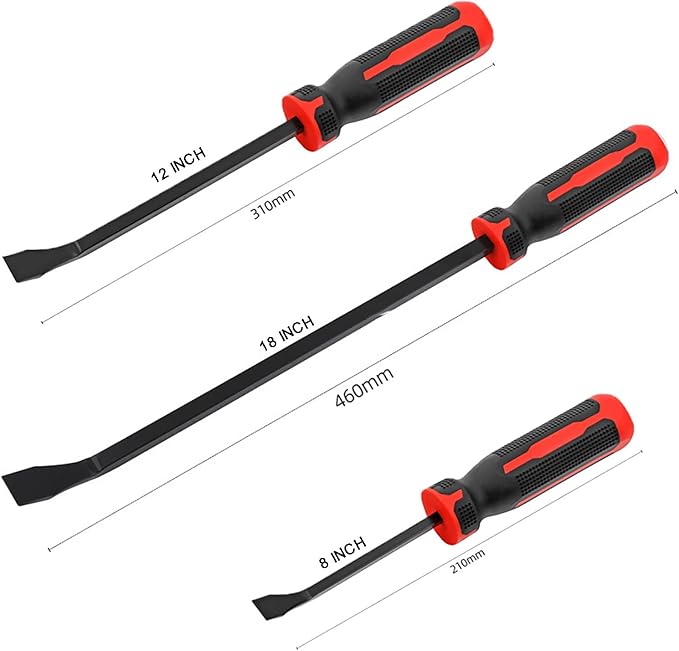 Pry Bar Set, Pry Bar Set Included 8” 12” and 18” with Strike Cap for Prying and Moving Object