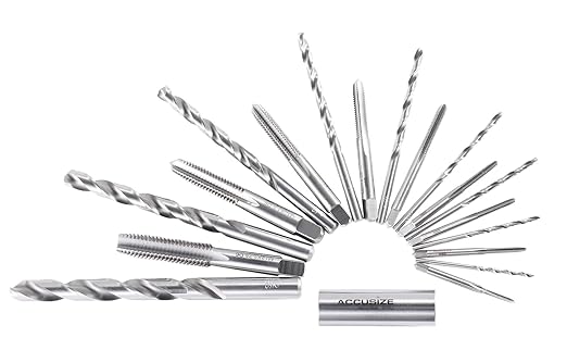 Accusize Industrial Tools Metric 18 Pc H.S.S. Tap and Drill Set, 5 Sets, 0001-0052x5