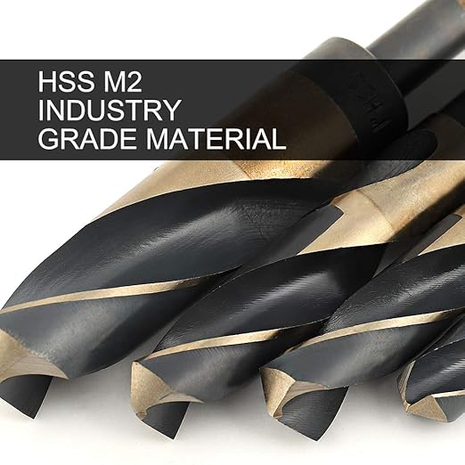 COMOWARE 1" Reduced Shank Drill Bit, HSS M2, Black & Gold Drill Bit with 3-Flat 1/2" Shank, 135° Split Point, Metal Drills Bits for Steel/Aluminum/Iron/Plastic/Wood, for Electricians & DIY