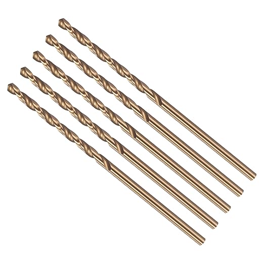 Drill Bit, #45 Cutting Diameter, 4341 HSS Gold Finish 118° Cutting Angle Number Jobber Bits - (Applications: for Drilling Soft Metal Plastic Wood), 5-Pieces