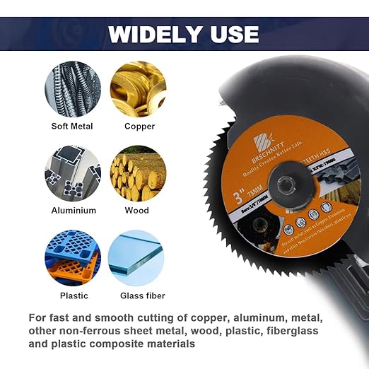 HSS Circular Saw Blade 3inch - BRSCHNITT 5pcs 72T 10mm Bore Cutting Discs for Wood, Copper, Aluminum, Plastic and Soft Metal