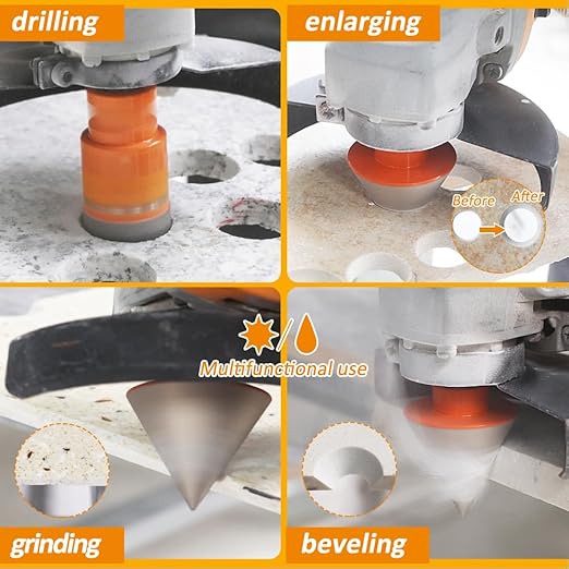 Diamond Core Drill Bit Kit BGTEC Diamond Hole Saw Tile Cutter,5/8"-11 Thread 7pcs 6/8/10/25/35/50/65mm Drill Bits+1pc 10mm Finger Bit+1pc 2" Chamfer Bit+Hex