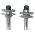 Professional 2PCS Bevel Style Rail and Stile Router Bits Set 1/2 Inch Shank, 3/8 Inch Cutting Depth, Up to 7/8 Inch Stock, Door Frame Shaper Cutters Raise Panel Making Router Bit Set
