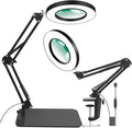 Lighted Magnifying Glass with Light and Stand, 12X Magnifier with Light Hands Free, 5 Color Modes LED Work Lighted, 2-in-1 Magnifying Lamp for Reading Craft Hobby Painting Sewing Close Work