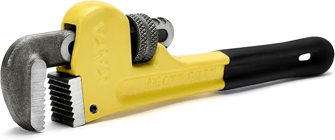8 Inch Heavy Duty Pipe Wrench, Forged High Carbon Steel Adjustable Wrench with Non-Slip Serrated Jaws, Compact Plumbing Tool for Tight Spaces