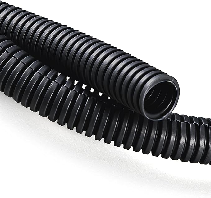 ZhiYo 20FT 1/4” Wire Loom Split Tubing Auto Wire Conduit Flexible Cover | High Temperature Heat Resistant -40F to 257F | Plastic Cover for Electrical Wires & Cables, Black