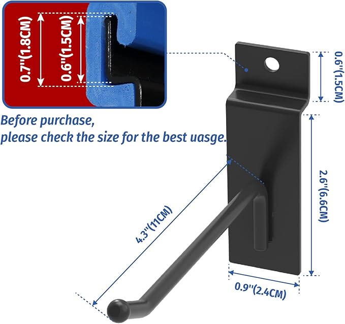POETISKE Slatwall Hooks 32PC 4 Inch Slatwall Accessories - Heavy Duty Pegboard Gridwall Hooks for Retail & Garage Organization - Black
