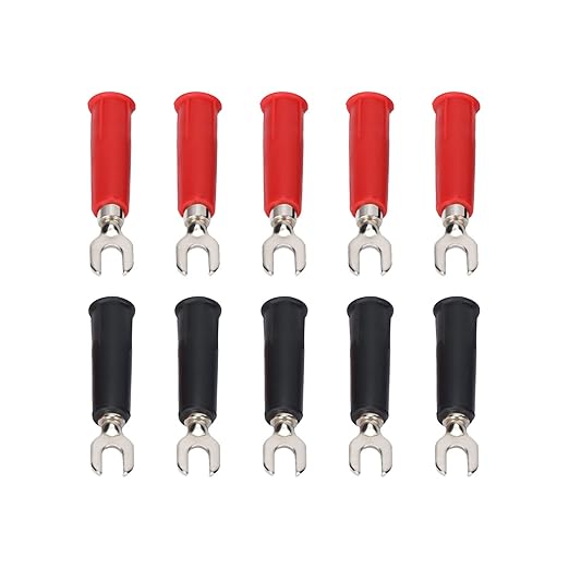 10Pcs 4mm U/Y Type Electrical Crimp Terminals, Banana Plug Adapter Insulated Fork Spade Wire Connector Conversion U Plug Into Banana Jack Adapter Accessories for Banana Plug Multimeter