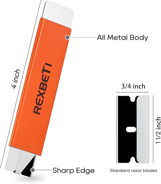 REXBETI 12 Pack Box Cutter, Retractable Cardboard Cutter, Razor Blade Scraper, Handy Box Opener, More Sharp Single Edge Razor Blade Box Cutter Set for Packages Papers and Boxes, Antirust Utility Knife