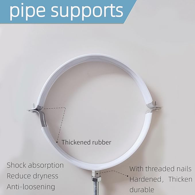 2 Sets Adjustable Pipe Bracket，Heavy Duty Galvanized Iron Stove Pipe Hanger Strap，Wall Support Chimney Pipe Holder，Round Split Ring Vent Conduit Carrier Kit，with All Mounting Screws (4-Inches)