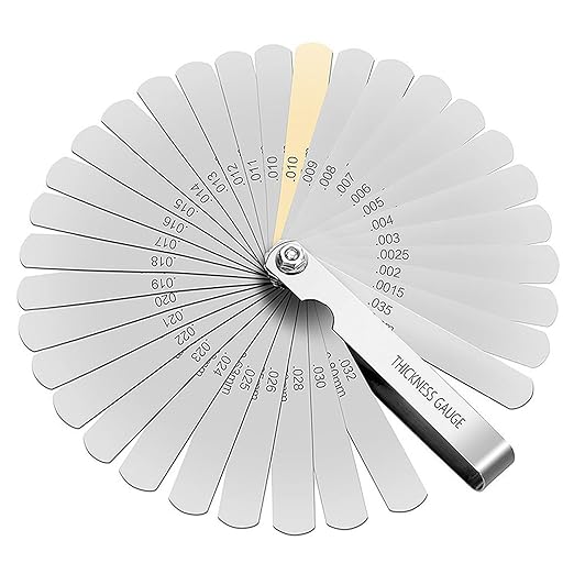 Stainless Steel Feeler Gauge Dual Marked Metric, Foldable Spark Plug Feeler Gauge, Valve Clearance Feeler Gauge for Measuring The Thickness (0.04-0.88 Mm, 32 Blades)