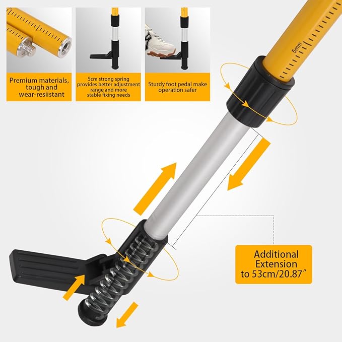 MOETER 12 Ft./3.7M Laser Level Pole with Tripod, Laser Stand Pole with 1/4"-20 & 5/8"-11 Threaded Adapter, Telescoping Laser Level Tripod for Rotary and Line Lasers
