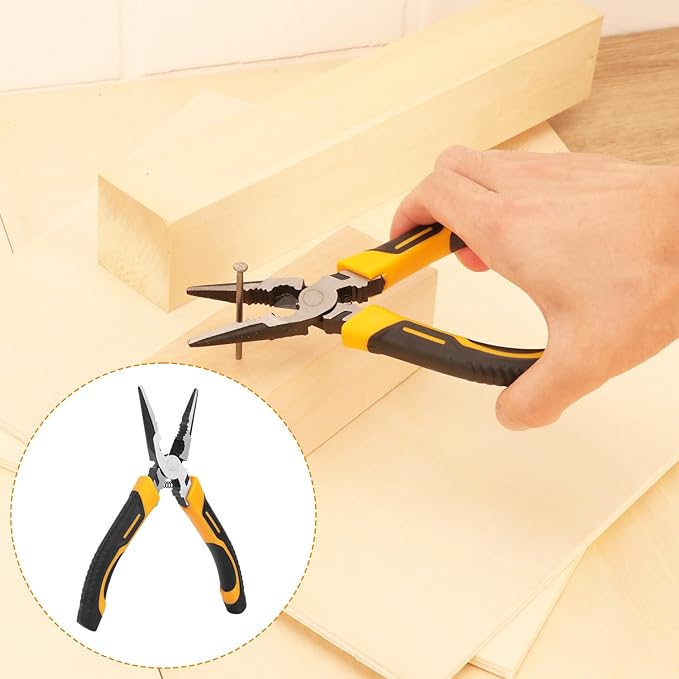 6 Packs 6 Inch Long Needle Nose Pliers with Wire Cutter, Small Long Nose Cutting Pliers Bulk for Electricians, Grips Small Parts, Bend Wire, Electronics Repair, Jewelry Making Tools, etc, by GENHAKON