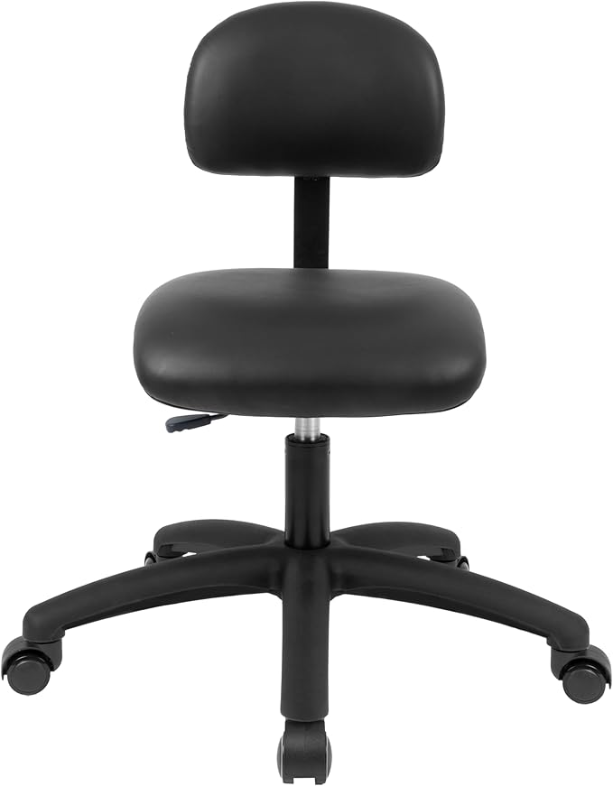 Chair Master FSS Series Square seat (19"-27") seat Height Chair. Vinyl-for Office, Garage, Desk, Shop, Computer, Doctor, Medical, Easy to Clean! NO Footring (Black, Medium, Self Braking Casters)