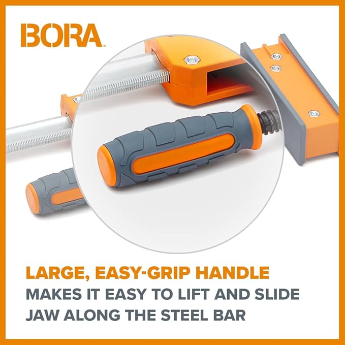 Bora 4 Piece Parallel Clamps for Woodworking Clamps 4 Pack 2 x 18 inch plus 2 x 24 inch Parallel Clamp Spreader Set Bar Clamp 1100 Lbs clamping force Bar Clamp Set 571450I