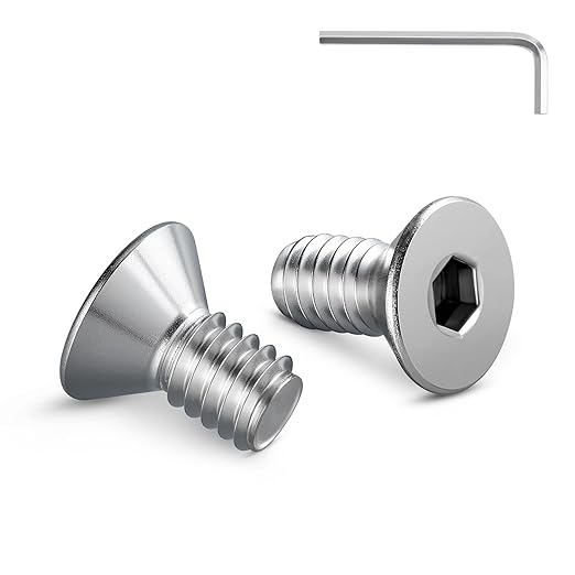 1/4-20 Bolt, 1/4-20 x 1/2 Inch Flat Socket Head Screws 50Pcs, 304 Stainless Steel 18-18 Countersunk Bolts, Full Thread, with Hex Spanner