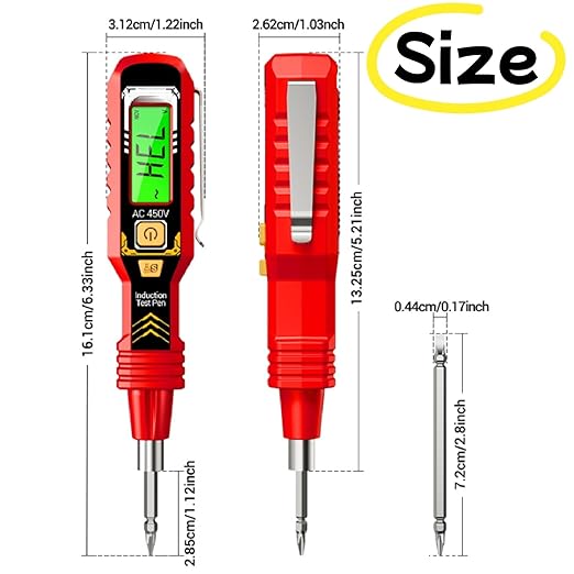 2 in 1 Digital Display Induction Test Pencil, Non-Contact Voltage Tester with LCD Display, Non-Contact AC Voltage Tester Pen, Smart Voltage Test Pen for AC/DC Circuit Detection (Black)