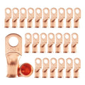25Pcs 1/0 AWG 3/8" Stud Tinned Copper Ring Terminals Battery Cable Ends Wire Lugs 1/0 Gauge Battery Cable Lugs Heavy Duty Cable Lugs Bare Copper Eyelets Tubular Ring Terminal Connectors