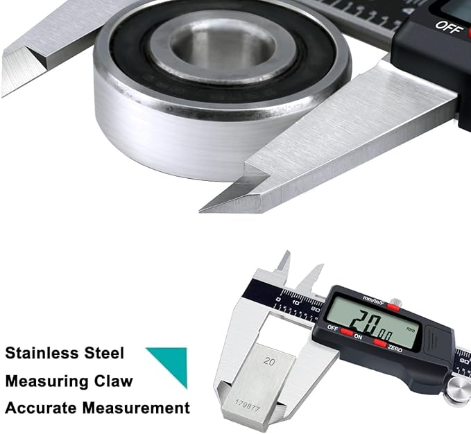 Kynup Digital Caliper, 8 Inch Micrometer Caliper Tool, Vernier Caliper with Stainless Steel Body, Large LCD Screen, Auto - Off Feature, Inch Metric Fraction Conversion (200mm)