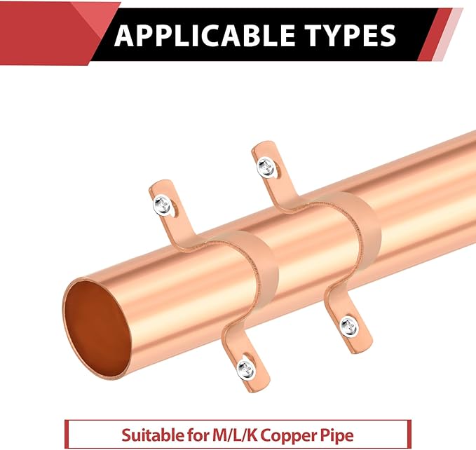 Pro 30-Pack EFIELD 5/8-Inch Copper Pipe Straps, Two-Hole Clamp Mount, Copper Made, (COPPER126)