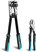 DURATECH Battery Cable Lug Crimping Tool with Wire Cutter-Wire Crimper Tools-AWG 10 8 6 4 2 1/0-Battery Terminal Crimper for Heavy Duty Wire Lugs, Copper Lugs