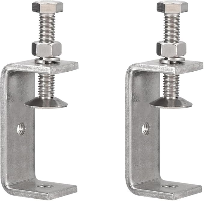 2 Pack 304 Stainless Steel C Clamps with 65mm/2.56" Stable Wide Jaw Opening Tiger Clamp for Woodworking Welding Construction Household Mount