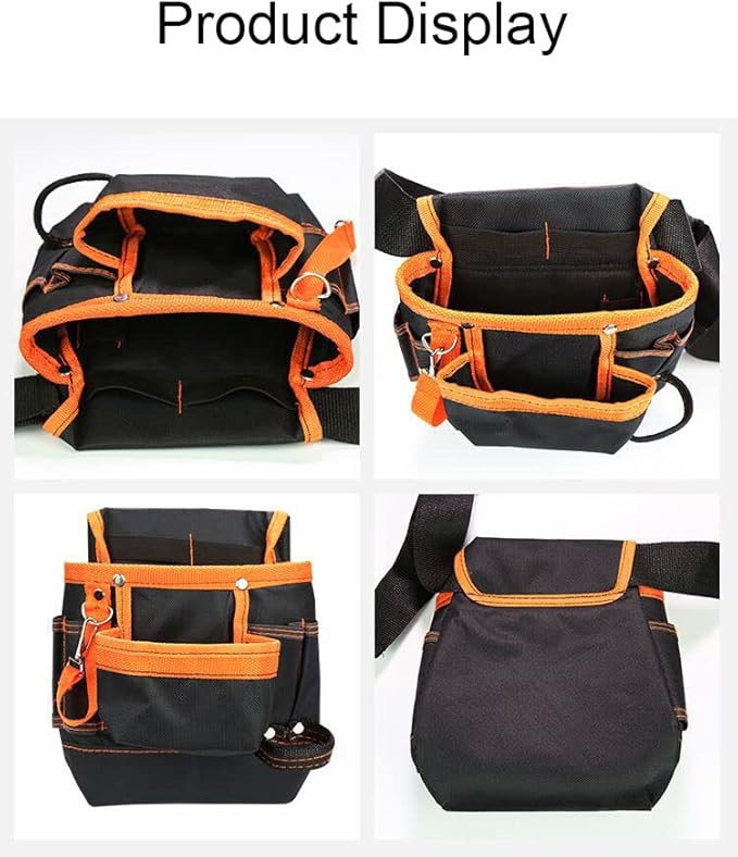Multifunction Electrician Tool Bag Tool Waist Bag Tool Storage Bag Heavy Duty Tool Bag Tool Carrier for Home Garden Construction (Orange)