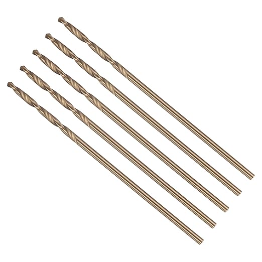 Drill Bit, #60 Cutting Diameter, 4341 HSS Gold Finish 118° Cutting Angle Number Jobber Bits - (Applications: for Drilling Soft Metal Plastic Wood), 5-Pieces