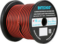 BNTECHGO 16 Gauge Flexible 2 Conductor Parallel Silicone Wire Spool Red Black High Resistant 200 deg C 600V for Single Color LED Strip Extension Cable Cord,Model,100ft Stranded Tinned Copper Wire