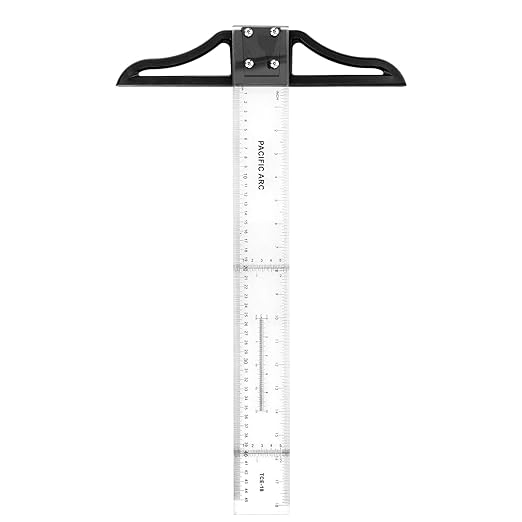 Pacific Arc 42 Inch T Square, Traditional Acrylic Graduated in Inch and Metric, Detachable Head