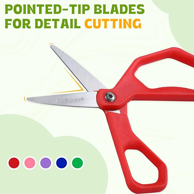 35Pack 5" Small School Student Pointed-Tip Craft Kids Scissors, Stainless Steel Blades Comfort Grip 5 Inch Safety Scissors Bulk for Kids Children Toodler Cutting Paper Crafting