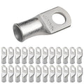 SELTERM 25pcs 1/0 AWG 3/8" Stud Marine Grade Tinned Copper Battery Cable Lugs, 0 Gauge Ring Terminals, UL Wire Lugs Electrical Battery Cable Ends, Tinned Copper Lugs Battery Terminal Connectors