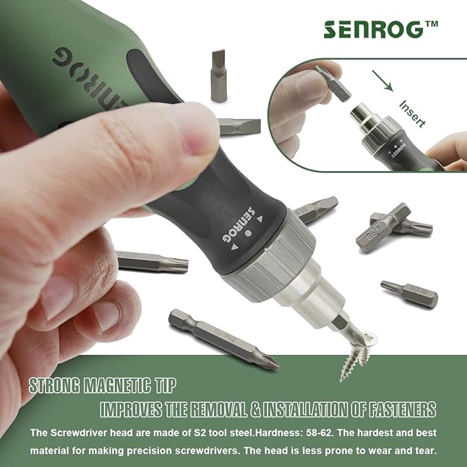 24 in 1 Multi-Bit Ratcheting Screwdriver, Magnetic Interchangeable Ratchet Screwdriver with Changeable Bits（Phillips,Slotted,Hex,Square,Torx）for Home,Work,DIY.
