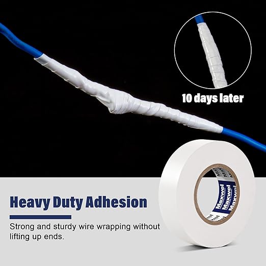 White Electrical Tape Vinyl - 3/4 Inch 65 Feet Professional Insulating PVC Electric Tape Flame Retardant Waterproof For All Weather Under 600V Home Outdoor Indoor Wire Insulation Use 2 Rolls Packed