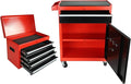 5-Drawer 2 in 1 Rolling Tool Chest, Tool Storage Cabinet w/Drawers, Wheels, Detachable Top, Mechanic Tool Organizer Box for Garage, Workshop, Warehouse Red & Black Durable Lockable